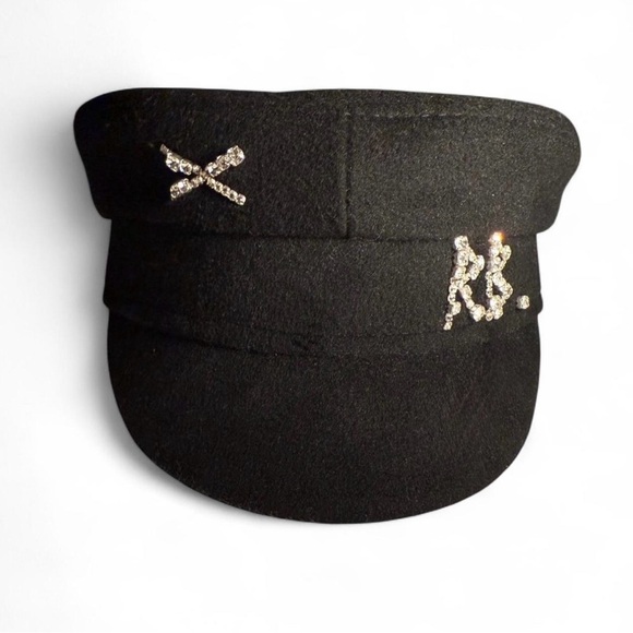 Ruslan Baginskiy Baker Boy Black Embellished Women's Cap - Picture 2 of 6